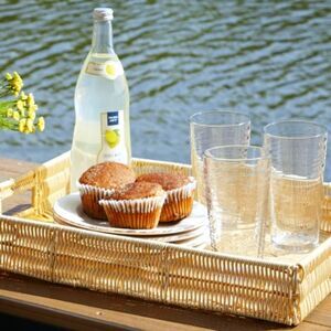 Storied Home Multi-Purpose Hand Woven Decorative Rattan Tray